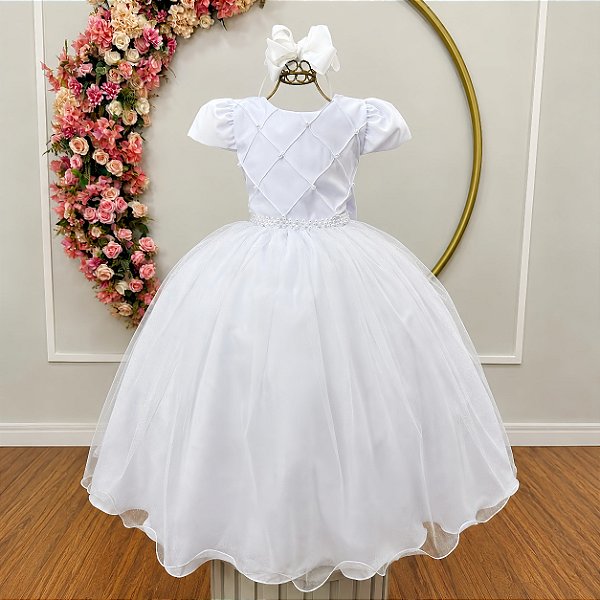 Vestido Infantil Formatura Festa Luxo Daminhas Branco Luxo