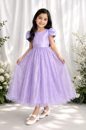 Vestido Infantil Formatura Festas Luxo Daminhas Lilás