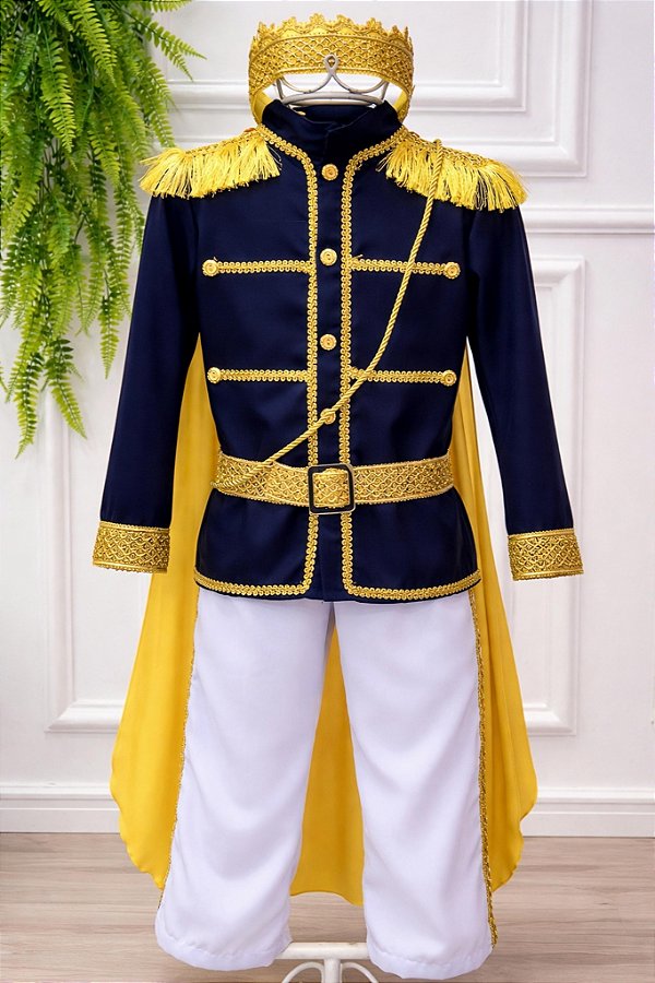 Conjunto Fantasia de Príncipe Azul Marinho Luxo Festas
