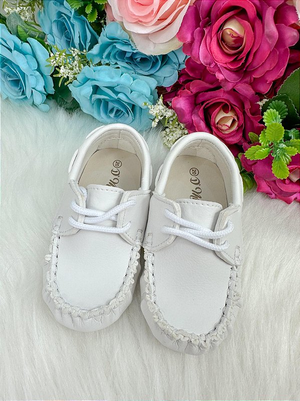 Calçado Mocassim Infantil Menino Social Branco