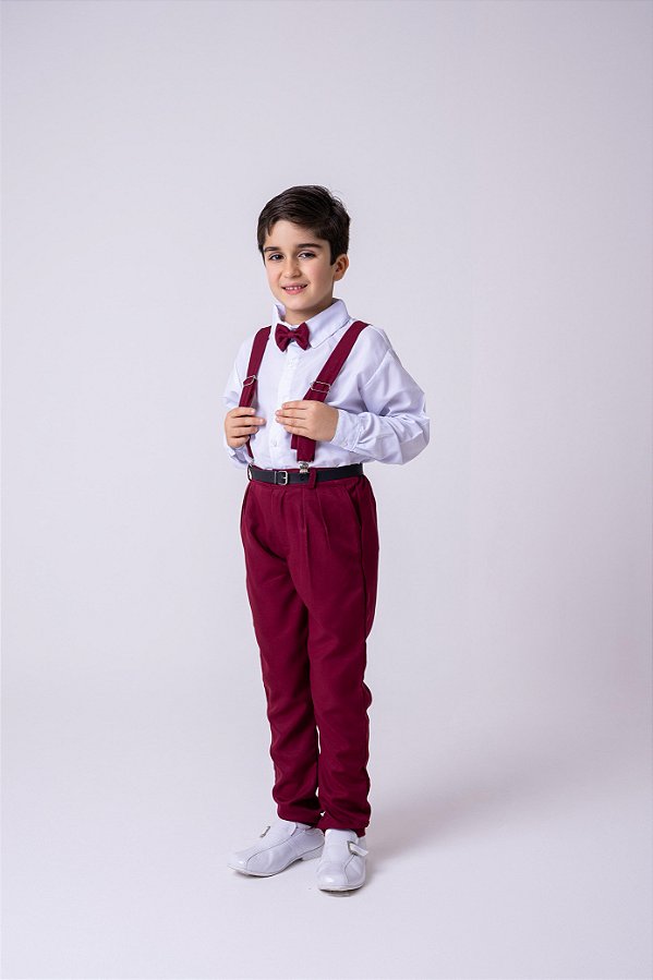Conjunto Social de Menino Infantil Suspensório Festa Luxo Casamento Formatura