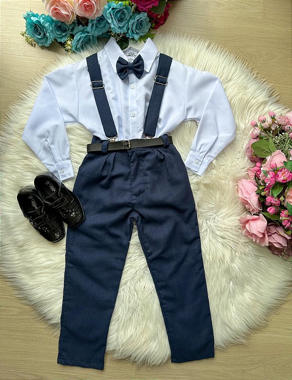 Conjunto Social de Menino Infantil Suspensório Festa Luxo Casamento Formatura