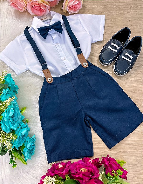 Conjunto Social Suspensorio Azul Marinho com Shorts