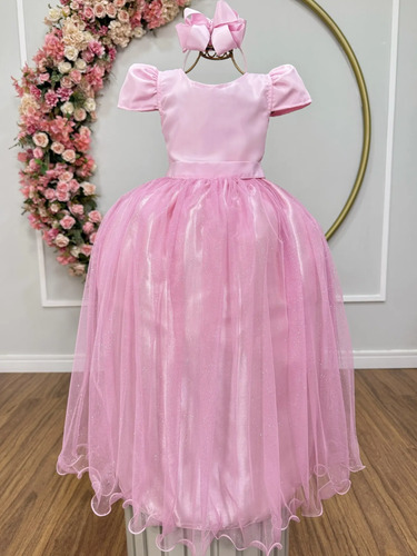 Vestido Infantil Formatura Festas Luxo Daminhas Rosa