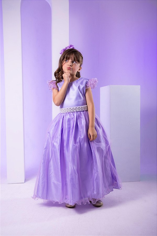 Vestido Infantil Menina Longo Lilas Formatura Daminha Casamento