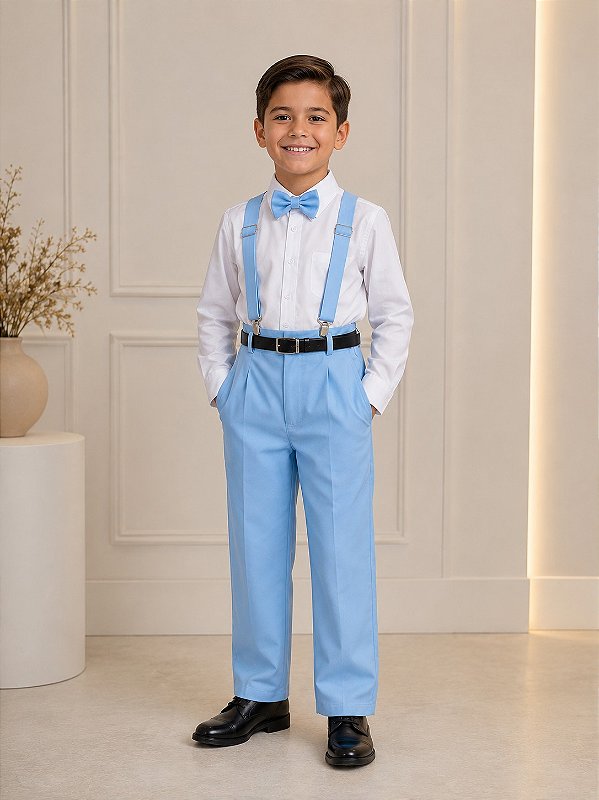 Conjunto Social de Menino Infantil Suspensório Festa Luxo Casamento Formatura