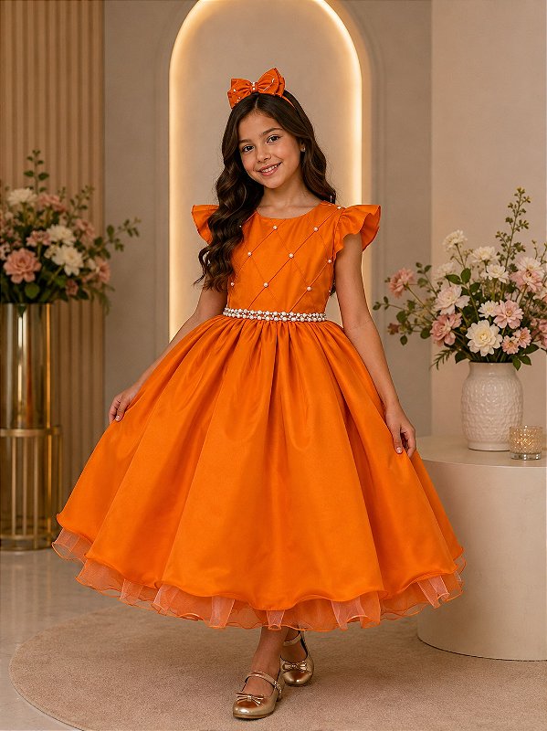 Vestido Infantil Terracota Festa Aniversário Formatura Eventos Francine
