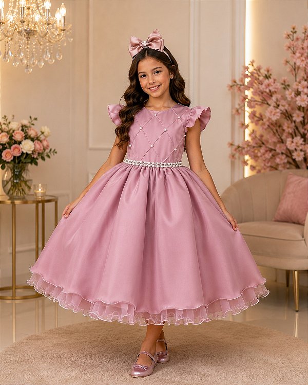 Vestido Infantil Rose Festa Aniversário Formatura Eventos Francine