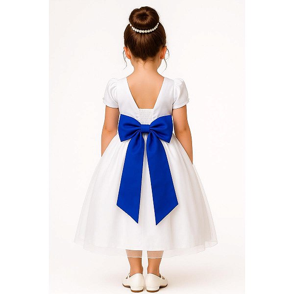 Faixa ajustável com Laço Azul Royal para Vestidos Daminhas e Formatura