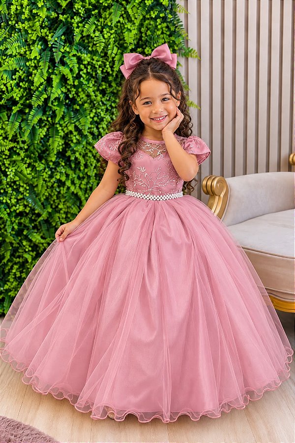Vestido Festa Infantil Princesa Formatura Daminha Rose