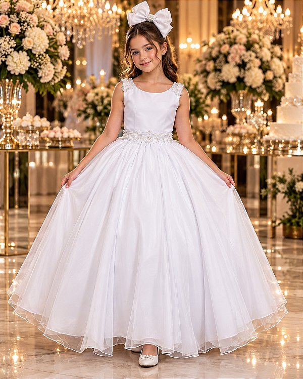Vestido Infantil Longo Daminha Formatura Festa Luxo
