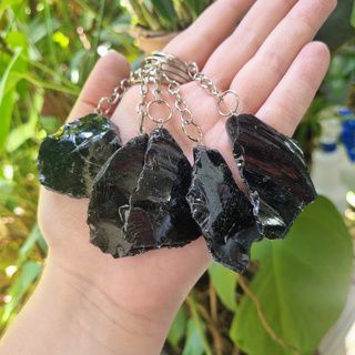 Chaveiro de Obsidiana Negra Bruta - Proteção e Antiestresse