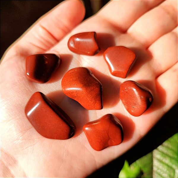 Jaspe Vermelho Rolado Pequeno - Kit com 7 - Vitalidade, Proteção, Aterramento e Sexualidade