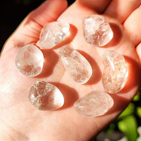 Quartzo Cristal Rolado Pequeno - Kit com 7 - Purificação, Energia, Intensificação e Amplificação
