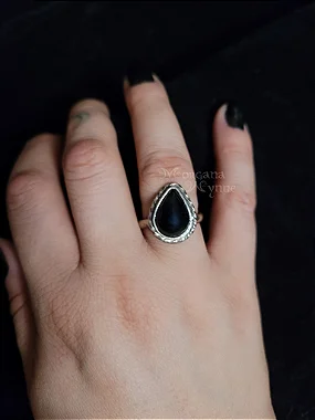 Anel Agnes Obsidiana