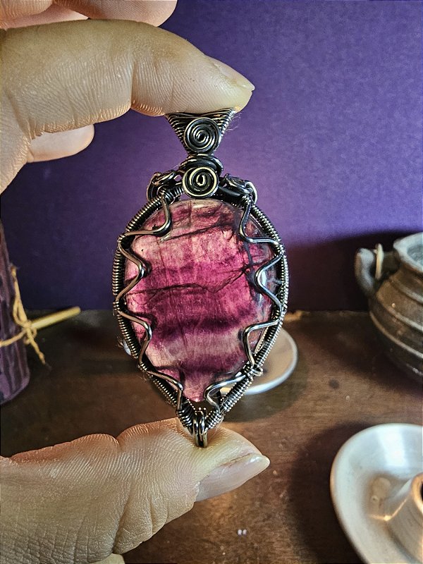 Pingente Fluorita em aço