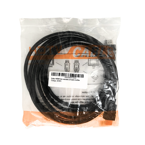 Cabo HDMI 3m versão 2.0 sem malha