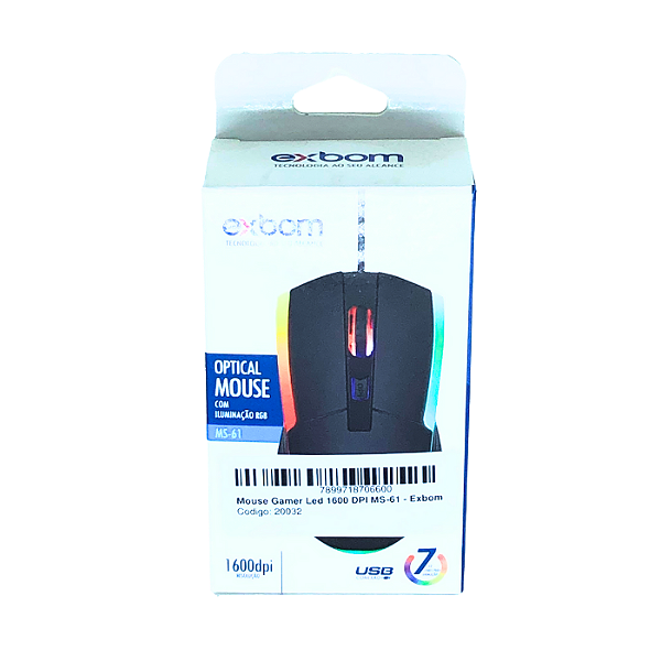 Mouse Gamer Led 1600 DPI MS-61 - Exbom