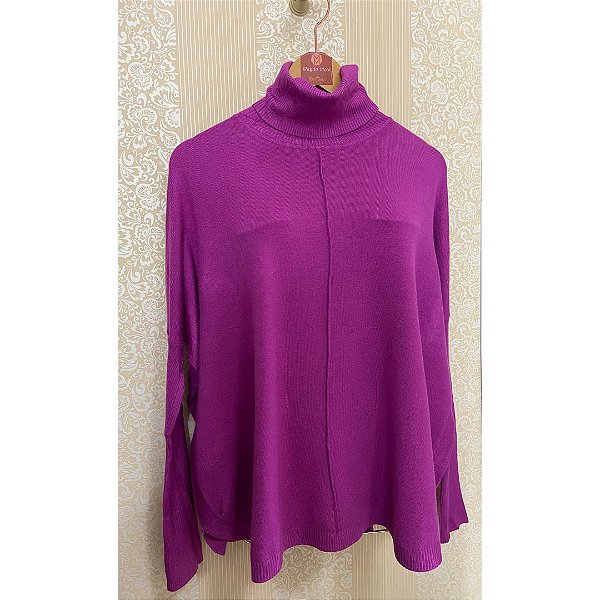 Poncho de Tricô fúcsia