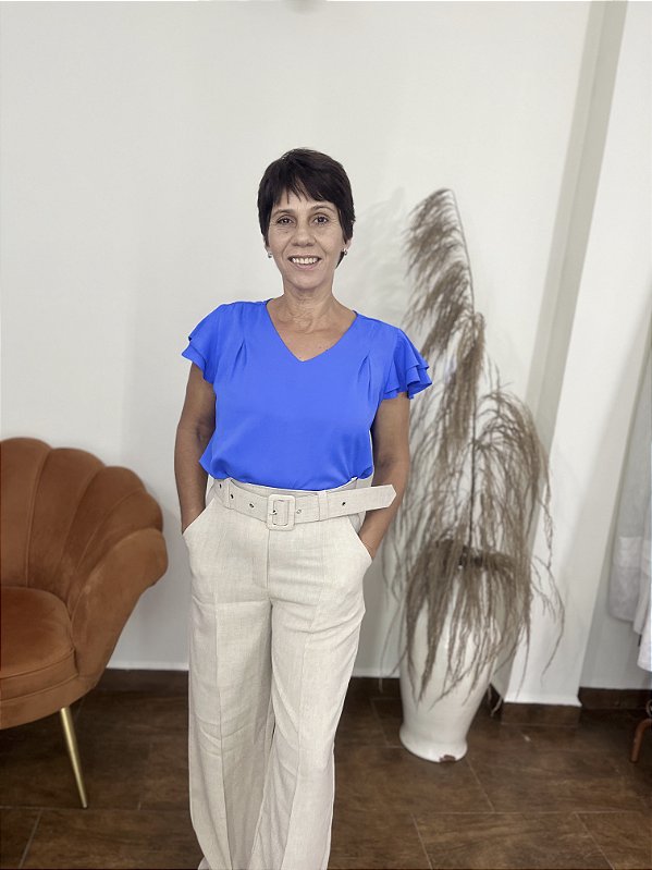 Blusa Azul Cora Canela