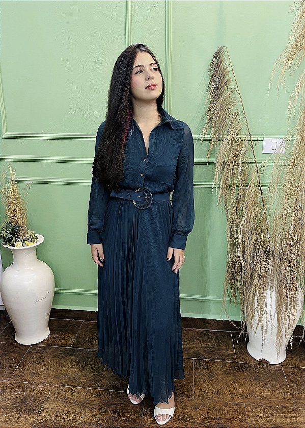 Vestido Verde Plissado