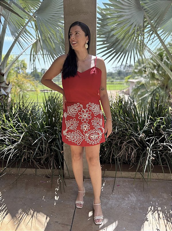 Cropped de viscose vermelho