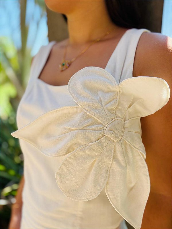 Cropped com Flor Aplicada