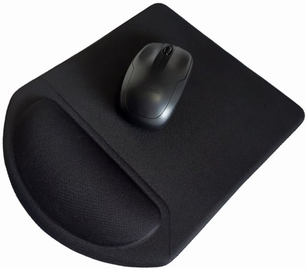 Mouse Pad Ergonomico Apoio com Silicone Gel Formato Retangular Tecido Preto