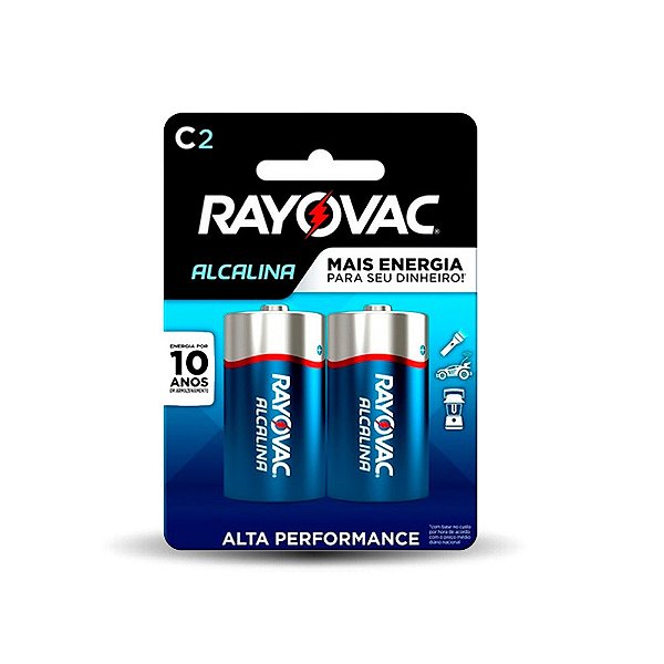 Pilha Alcalina Rayovac C (média) - 1 Cartela com 2 Pilhas