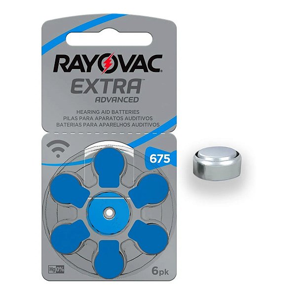 Pilha Auditiva Rayovac Advanced Tam 675 - Cartela com 6 Pilhas
