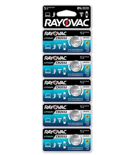 Pilha Rayovac Eletrônica CR2032 - Blister com 5 Pilhas