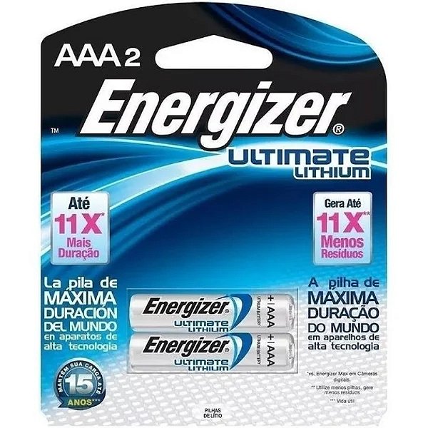 Pilha Energizer Ultimate Lithium AAA - 2 Pilhas