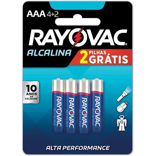 Pilha Alcalina Rayovac AAA6 - Cartela com 6 Pilhas