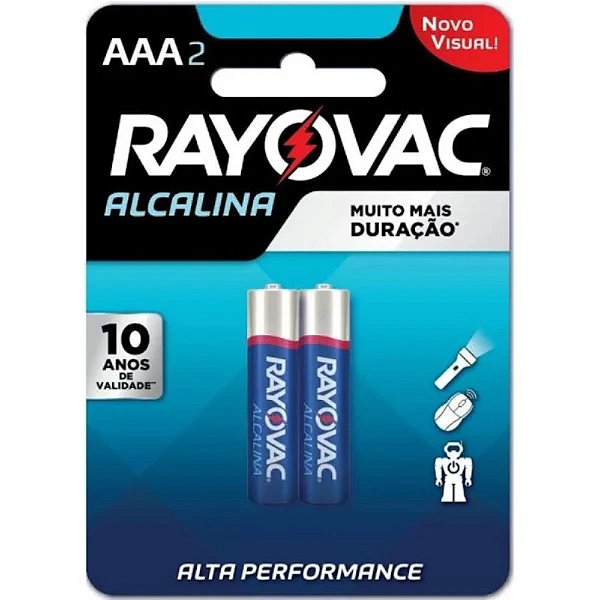 Pilha Alcalina Rayovac AAA (Palito) - 1 Cartela com 2 Pilhas