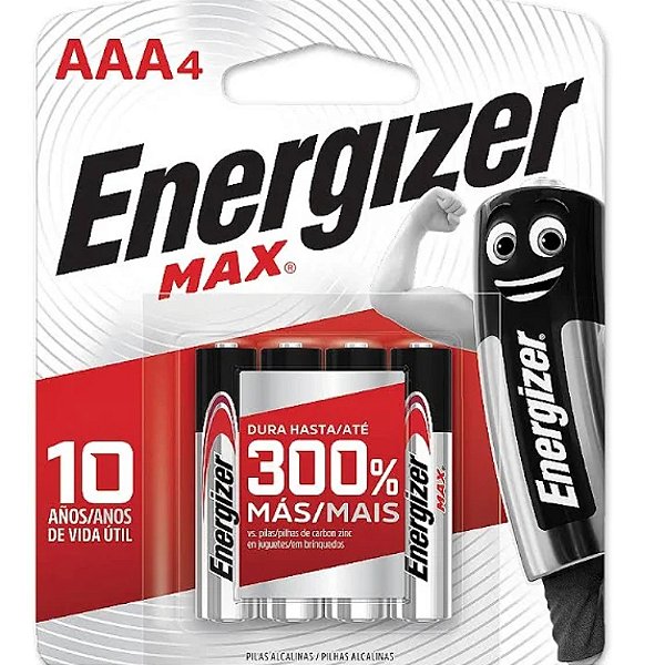 Pilha Alcalina Energizer MAX AAA4 - 4 Pilhas