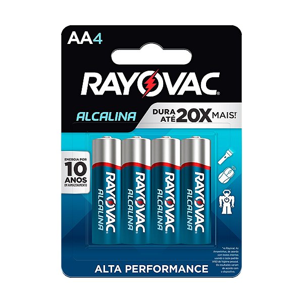 Pilha Alcalina Rayovac AA - Cartela com 4 Pilhas
