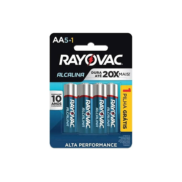 Pilha Alcalina Rayovac AA - 5 +1