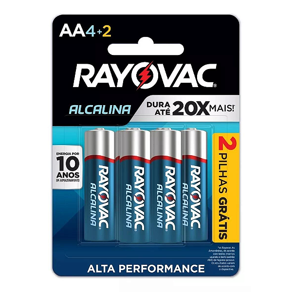 Pilha Alcalina Rayovac AA - cartela com 6 Pilhas