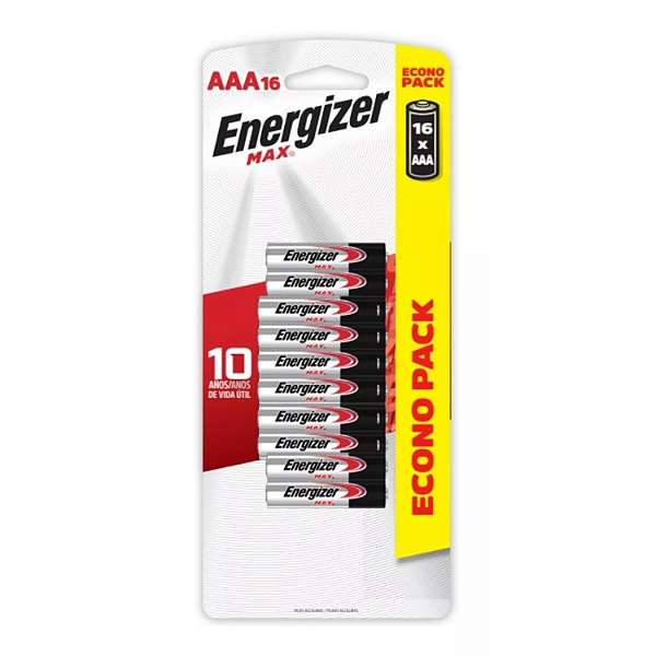 Pack Pilha Energizer Alcalina Max Aaa16 - 16 Pilhas
