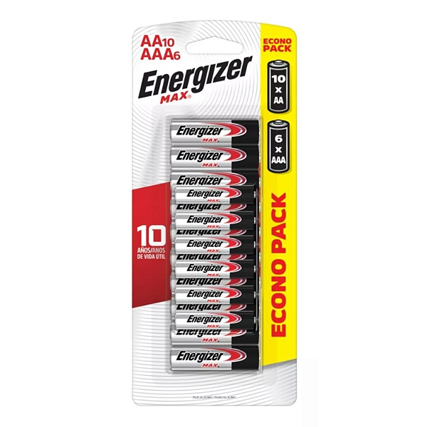 Pilha Energizer MAX AA10+AAA6 - 16 Pilhas
