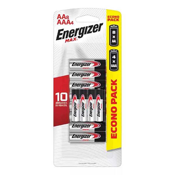 PACK PILHAS ENERGIZER MAX AA8+AAA4