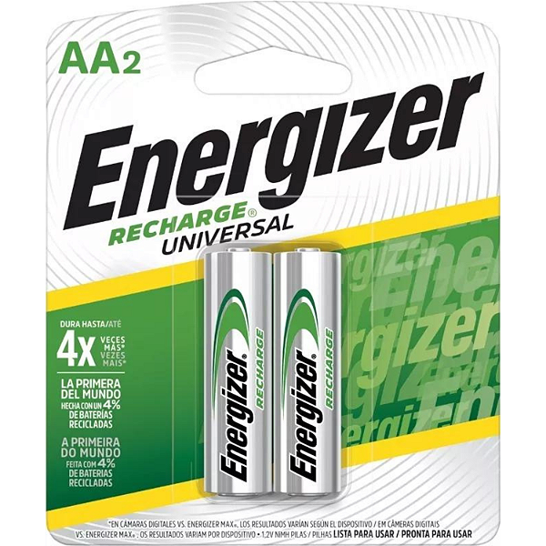 Pilha Recarregável Energizer Universal Aa - 2 Pilhas