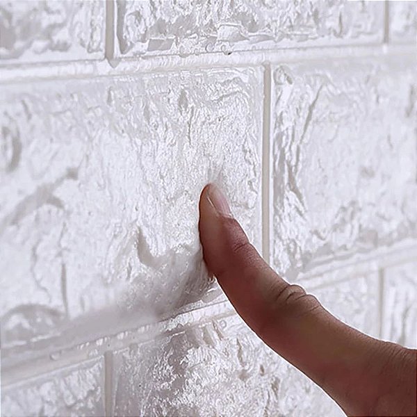 Kit 10 Peças Painel Adesivo 3D Alto Relevo 70x15cm Branco