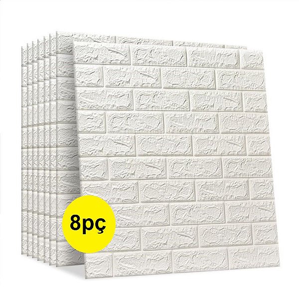 Painel Adesivo 3d Alto Relevo Tijolo Kit 8 Peças 77x70