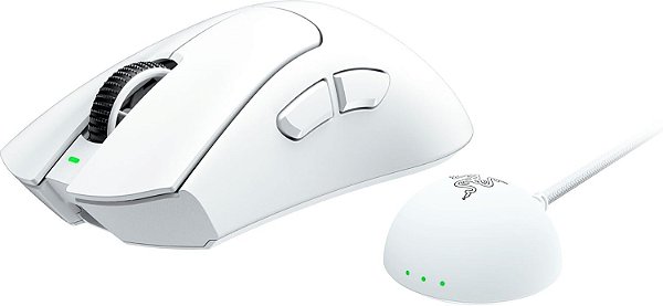 Mouse Gamer Razer Deathadder V4 Pro, 8.000 Hz, 45000 DPI, 5 Botões, 56g Ultraleve, 150hr De Bateria, Recarregável, Branc
