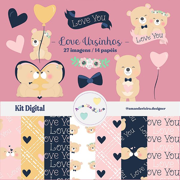Kit Digital - Love Ursinhos