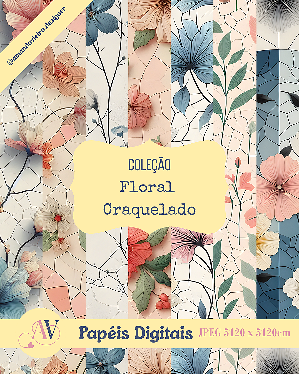 Papel Digital - Floral Craquelado