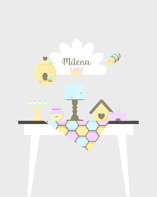 Kit Digital Festa Abelhinha para Imprimir | Decoração Infantil Festa em Casa Personalizada