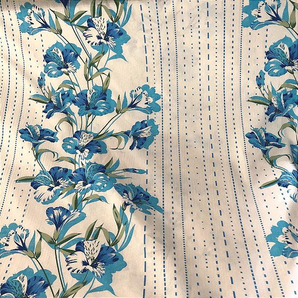 Tecido Percal 100% ALG 180 Fios - 2,50m de Largura - Barrado Floral Azul -  Tiradentes Têxtil - Sua melhor opção em tecidos online