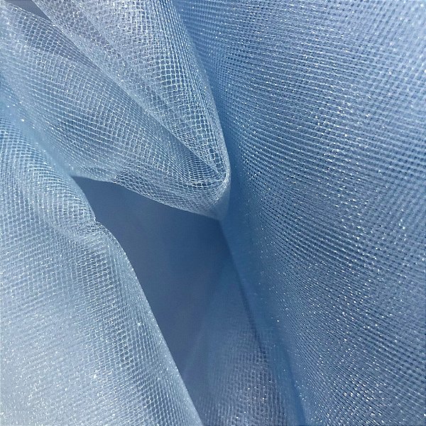 Tecido Tule com Brilho - Azul Claro - 3,20m de Largura